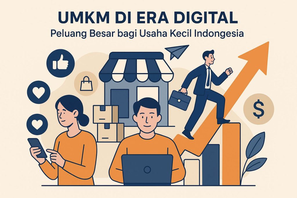 Pelaku UMKM menggunakan media digital dan aplikasi untuk menjalankan usaha secara online.
