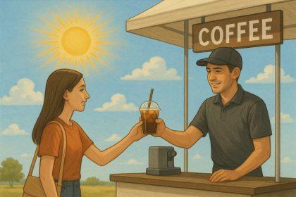 minum kopi di cuaca panas