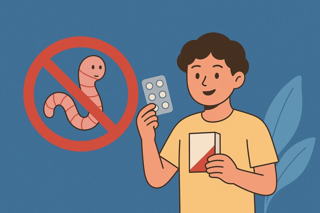 Ilustrasi Gen Z obat cacing sebagai tren setelah kasus balita Sukabumi, menunjukkan anak muda membeli obat cacing dengan bijak.