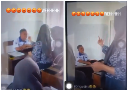 Tangkapan layar video saat siswa SMKN 1 Gowa acungkan jari tengah ke guru di dalam kelas X AKL 3, aksi yang terekam dan viral di media sosial.