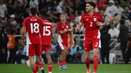 Kevin Diks rayakan gol Timnas Indonesia vs Arab Saudi