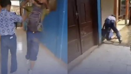 Tangkapan layar video siswa SMP Palopo dikeroyok dua temannya di lingkungan sekolah.